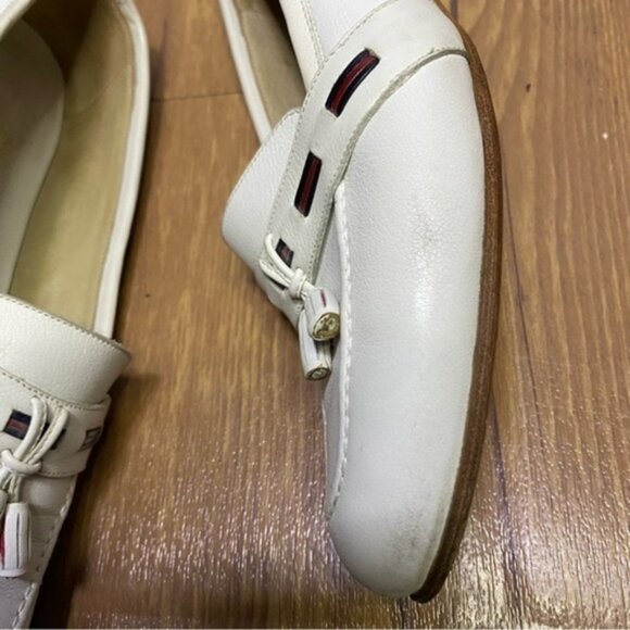 Gucci White Loafer Flat Women Size 37.5 - Picture 9 of 13